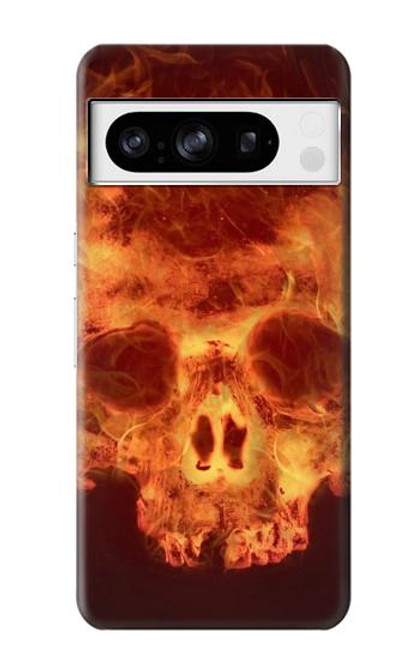 W3881 Fire Skull Hard Case and Leather Flip Case For Google Pixel 8 pro