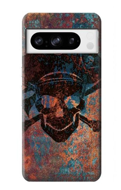 W3895 Pirate Skull Metal Hard Case and Leather Flip Case For Google Pixel 8 pro