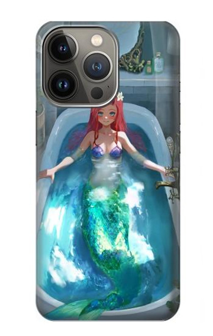 W3911 Cute Little Mermaid Aqua Spa Hard Case and Leather Flip Case For iPhone 14 Pro