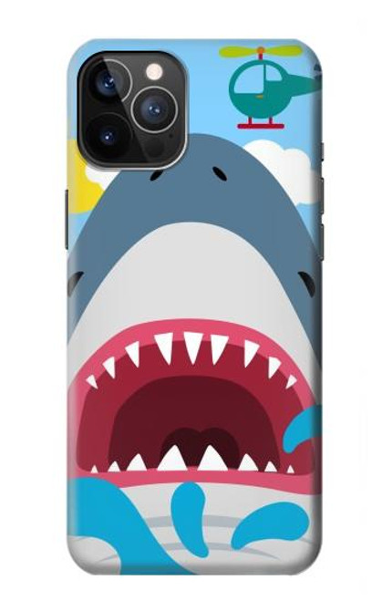 W3947 Shark Helicopter Cartoon Hard Case and Leather Flip Case For iPhone 12, iPhone 12 Pro