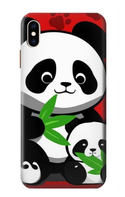 W3929 Cute Panda Eating Bamboo Hard Case and Leather Flip Case For iPhone XS Max