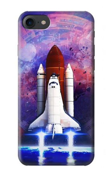 W3913 Colorful Nebula Space Shuttle Hard Case and Leather Flip Case For iPhone 7, iPhone 8, iPhone SE (2020) (2022)