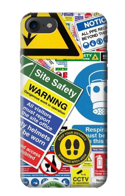 W3960 Safety Signs Sticker Collage Hard Case and Leather Flip Case For iPhone 7, iPhone 8, iPhone SE (2020) (2022)