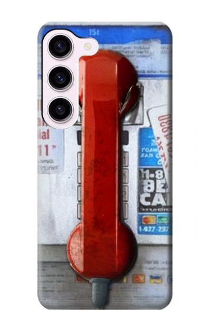 W3925 Collage Vintage Pay Phone Hard Case and Leather Flip Case For Samsung Galaxy S23