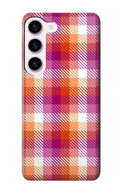 W3941 LGBT Lesbian Pride Flag Plaid Hard Case and Leather Flip Case For Samsung Galaxy S23