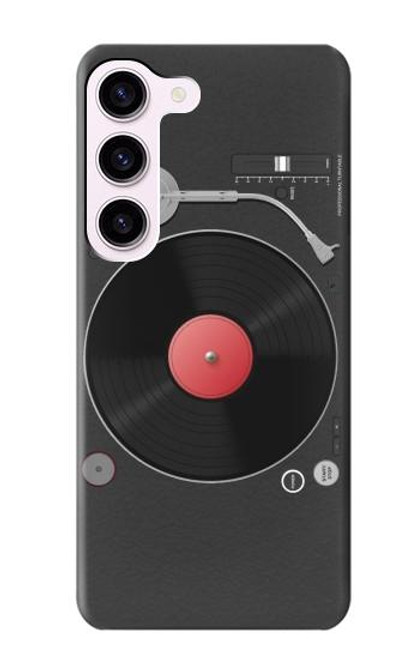 W3952 Turntable Vinyl Record Player Graphic Hard Case and Leather Flip Case For Samsung Galaxy S23