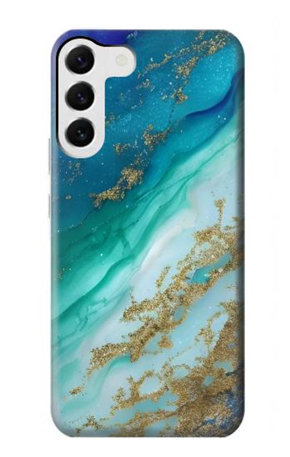 W3920 Abstract Ocean Blue Color Mixed Emerald Hard Case and Leather Flip Case For Samsung Galaxy S23 Plus