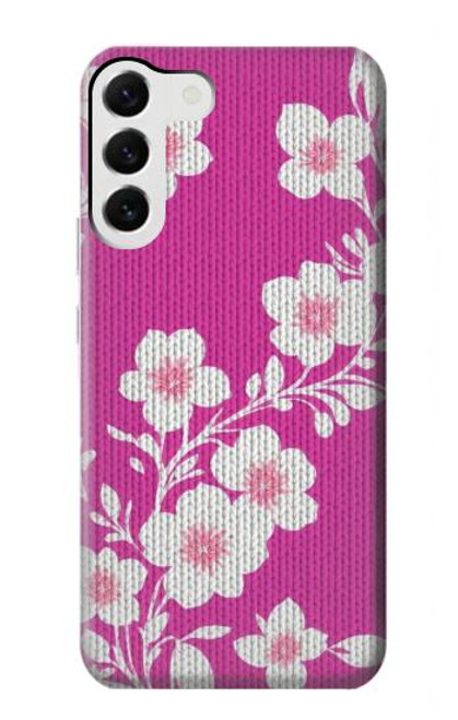 W3924 Cherry Blossom Pink Background Hard Case and Leather Flip Case For Samsung Galaxy S23 Plus