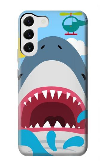 W3947 Shark Helicopter Cartoon Hard Case and Leather Flip Case For Samsung Galaxy S23 Plus