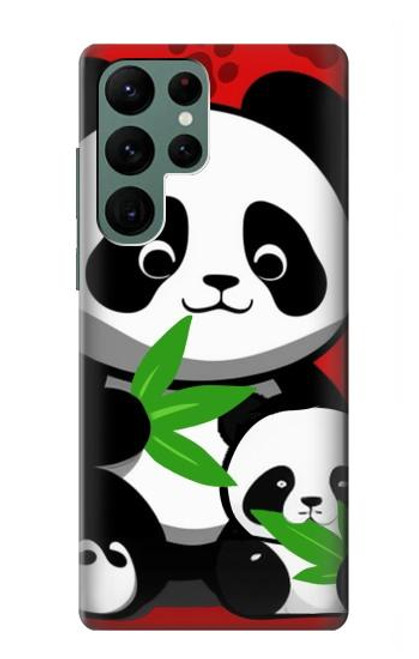 W3929 Cute Panda Eating Bamboo Hard Case and Leather Flip Case For Samsung Galaxy S22 Ultra