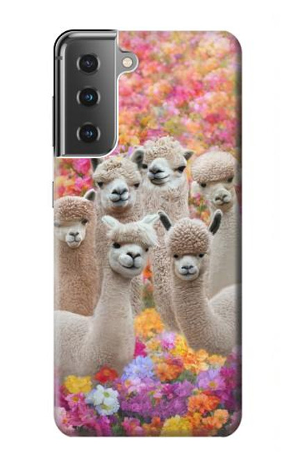 W3916 Alpaca Family Baby Alpaca Hard Case and Leather Flip Case For Samsung Galaxy S21 Plus 5G, Galaxy S21+ 5G