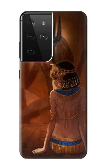 W3919 Egyptian Queen Cleopatra Anubis Hard Case and Leather Flip Case For Samsung Galaxy S21 Ultra 5G