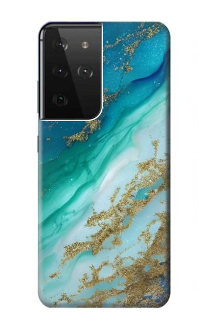 W3920 Abstract Ocean Blue Color Mixed Emerald Hard Case and Leather Flip Case For Samsung Galaxy S21 Ultra 5G