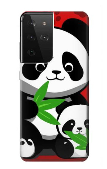 W3929 Cute Panda Eating Bamboo Hard Case and Leather Flip Case For Samsung Galaxy S21 Ultra 5G