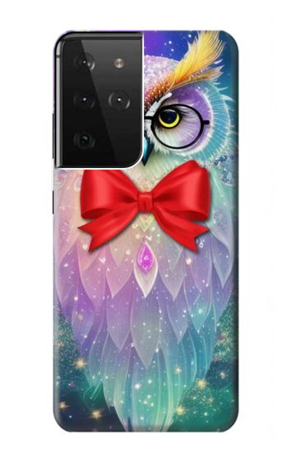 W3934 Fantasy Nerd Owl Hard Case and Leather Flip Case For Samsung Galaxy S21 Ultra 5G