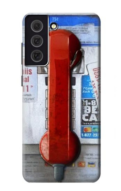 W3925 Collage Vintage Pay Phone Hard Case and Leather Flip Case For Samsung Galaxy S21 FE 5G