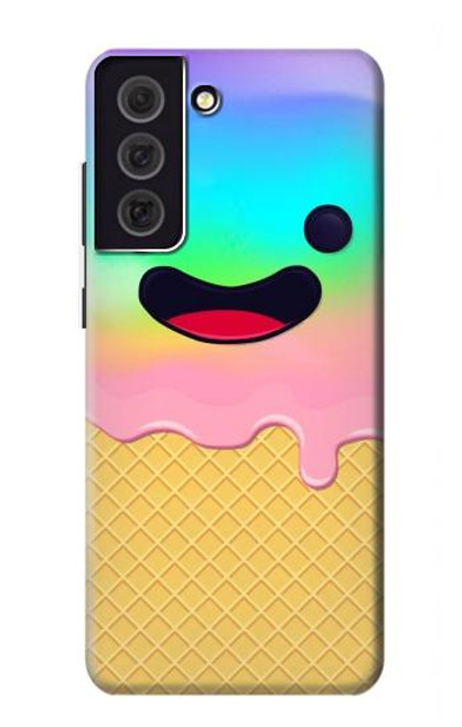 W3939 Ice Cream Cute Smile Hard Case and Leather Flip Case For Samsung Galaxy S21 FE 5G