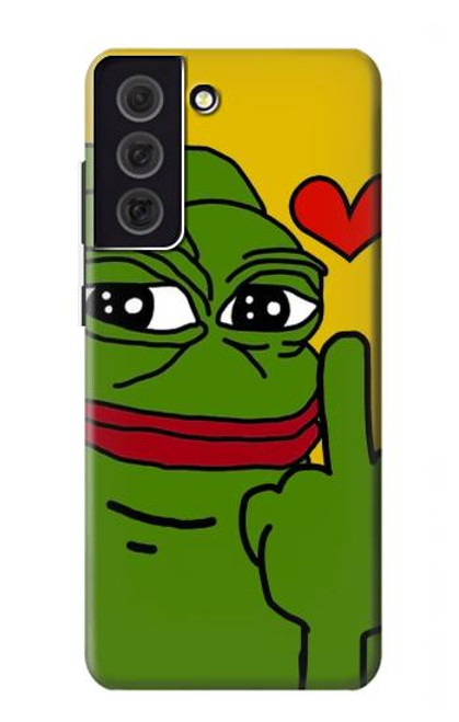 W3945 Pepe Love Middle Finger Hard Case and Leather Flip Case For Samsung Galaxy S21 FE 5G