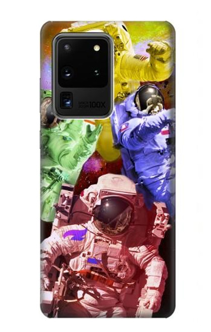 W3914 Colorful Nebula Astronaut Suit Galaxy Hard Case and Leather Flip Case For Samsung Galaxy S20 Ultra