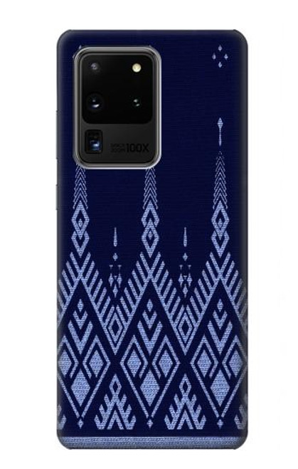 W3950 Textile Thai Blue Pattern Hard Case and Leather Flip Case For Samsung Galaxy S20 Ultra