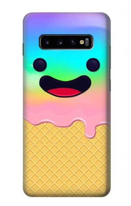 W3939 Ice Cream Cute Smile Hard Case and Leather Flip Case For Samsung Galaxy S10 Plus