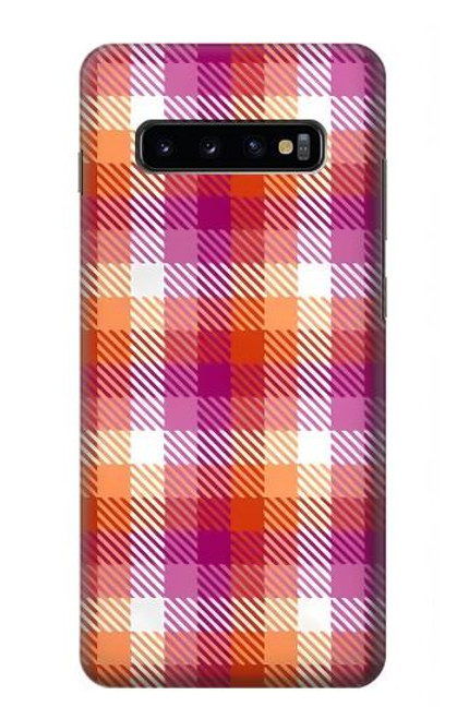 W3941 LGBT Lesbian Pride Flag Plaid Hard Case and Leather Flip Case For Samsung Galaxy S10 Plus