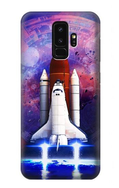 W3913 Colorful Nebula Space Shuttle Hard Case and Leather Flip Case For Samsung Galaxy S9 Plus