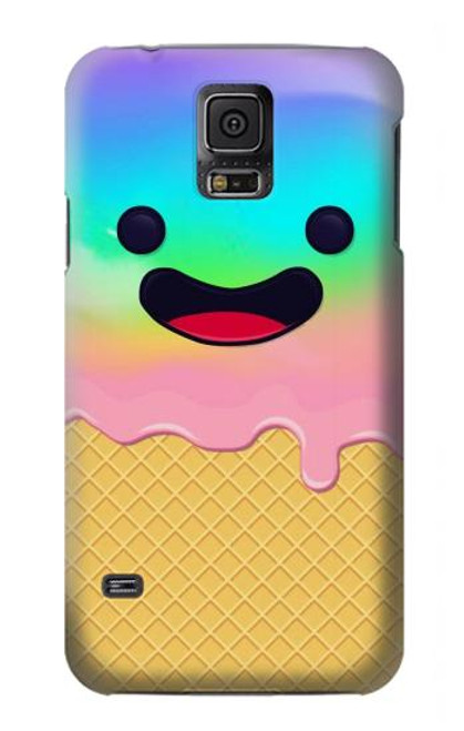 W3939 Ice Cream Cute Smile Hard Case and Leather Flip Case For Samsung Galaxy S5