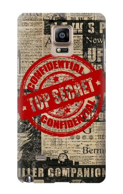 W3937 Text Top Secret Art Vintage Hard Case and Leather Flip Case For Samsung Galaxy Note 4