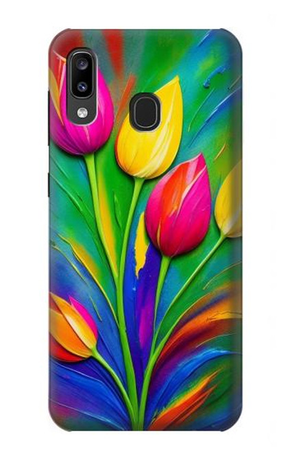 W3926 Colorful Tulip Oil Painting Hard Case and Leather Flip Case For Samsung Galaxy A20, Galaxy A30