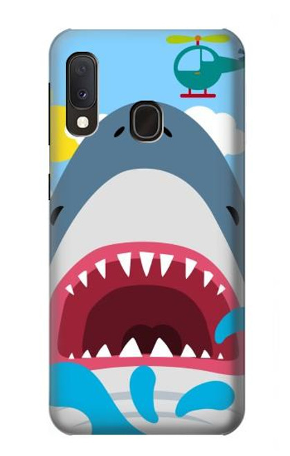 W3947 Shark Helicopter Cartoon Hard Case and Leather Flip Case For Samsung Galaxy A20e