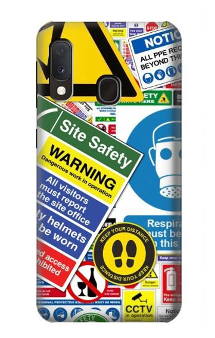 W3960 Safety Signs Sticker Collage Hard Case and Leather Flip Case For Samsung Galaxy A20e