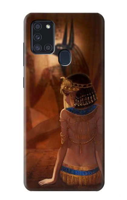 W3919 Egyptian Queen Cleopatra Anubis Hard Case and Leather Flip Case For Samsung Galaxy A21s