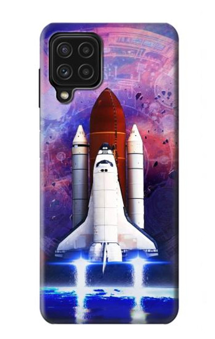 W3913 Colorful Nebula Space Shuttle Hard Case and Leather Flip Case For Samsung Galaxy A22 4G