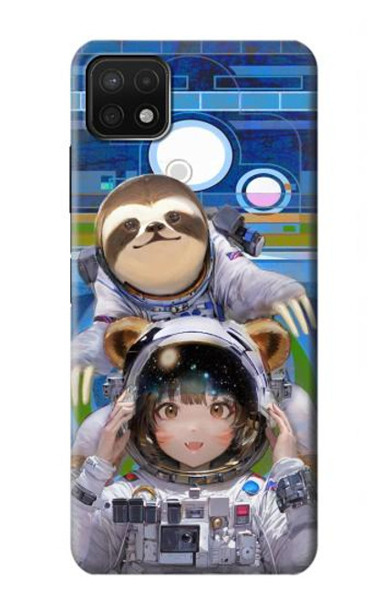 W3915 Raccoon Girl Baby Sloth Astronaut Suit Hard Case and Leather Flip Case For Samsung Galaxy A22 5G
