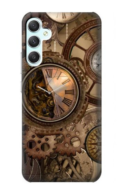 W3927 Compass Clock Gage Steampunk Hard Case and Leather Flip Case For Samsung Galaxy A34 5G