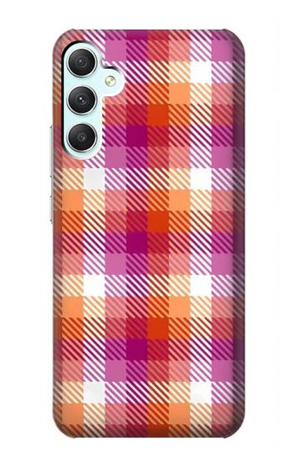 W3941 LGBT Lesbian Pride Flag Plaid Hard Case and Leather Flip Case For Samsung Galaxy A34 5G