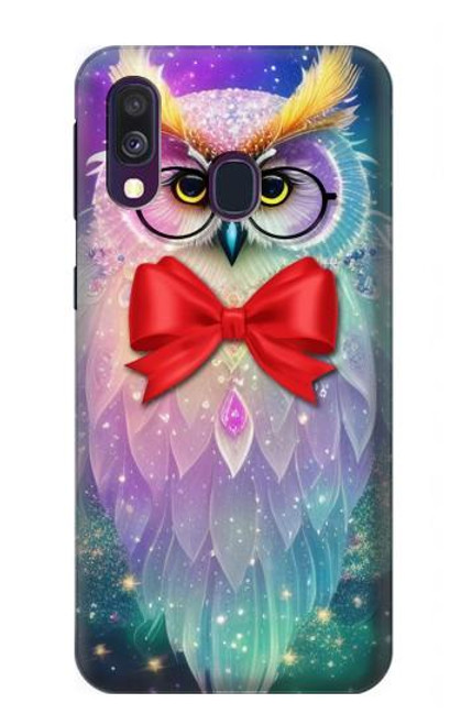 W3934 Fantasy Nerd Owl Hard Case and Leather Flip Case For Samsung Galaxy A40