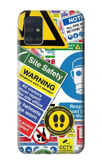 W3960 Safety Signs Sticker Collage Hard Case and Leather Flip Case For Samsung Galaxy A51 5G