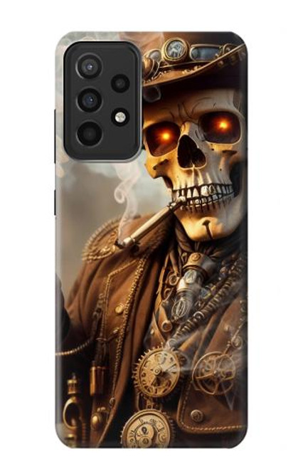 W3949 Steampunk Skull Smoking Hard Case and Leather Flip Case For Samsung Galaxy A52s 5G