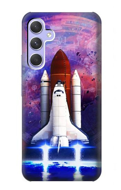 W3913 Colorful Nebula Space Shuttle Hard Case and Leather Flip Case For Samsung Galaxy A54 5G