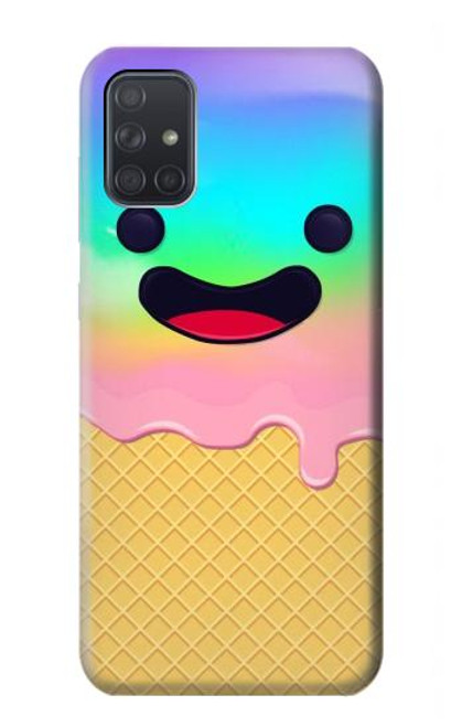 W3939 Ice Cream Cute Smile Hard Case and Leather Flip Case For Samsung Galaxy A71 5G