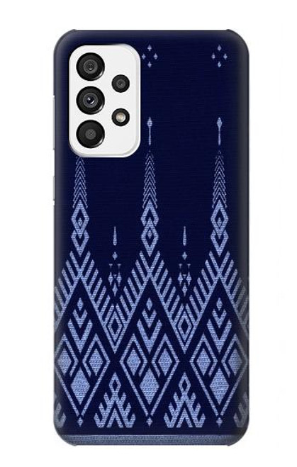 W3950 Textile Thai Blue Pattern Hard Case and Leather Flip Case For Samsung Galaxy A73 5G