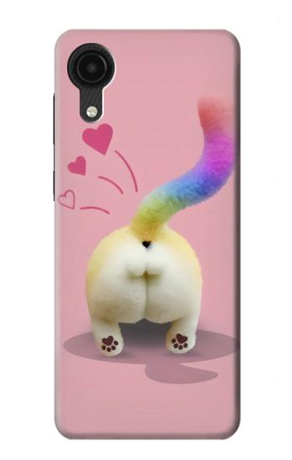 W3923 Cat Bottom Rainbow Tail Hard Case and Leather Flip Case For Samsung Galaxy A03 Core