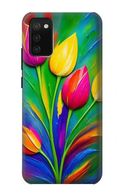 W3926 Colorful Tulip Oil Painting Hard Case and Leather Flip Case For Samsung Galaxy A02s, Galaxy M02s  (NOT FIT with Galaxy A02s Verizon SM-A025V)