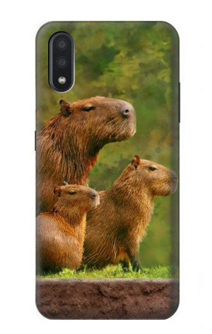 W3917 Capybara Family Giant Guinea Pig Hard Case and Leather Flip Case For Samsung Galaxy A01