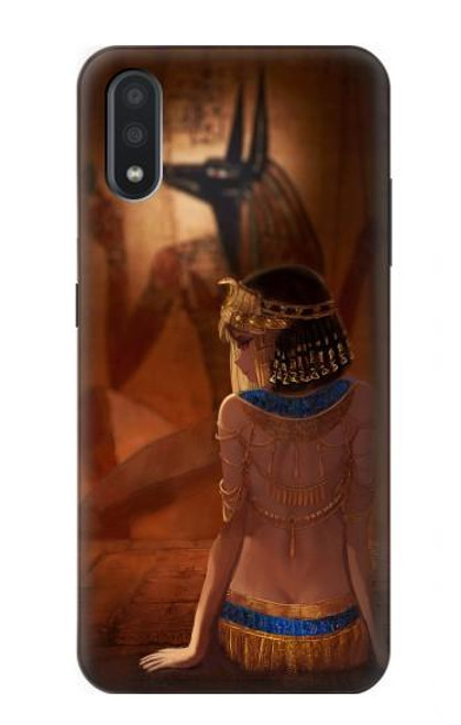 W3919 Egyptian Queen Cleopatra Anubis Hard Case and Leather Flip Case For Samsung Galaxy A01
