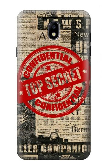 W3937 Text Top Secret Art Vintage Hard Case and Leather Flip Case For Samsung Galaxy J7 (2018), J7 Aero, J7 Top, J7 Aura, J7 Crown, J7 Refine, J7 Eon, J7 V 2nd Gen, J7 Star