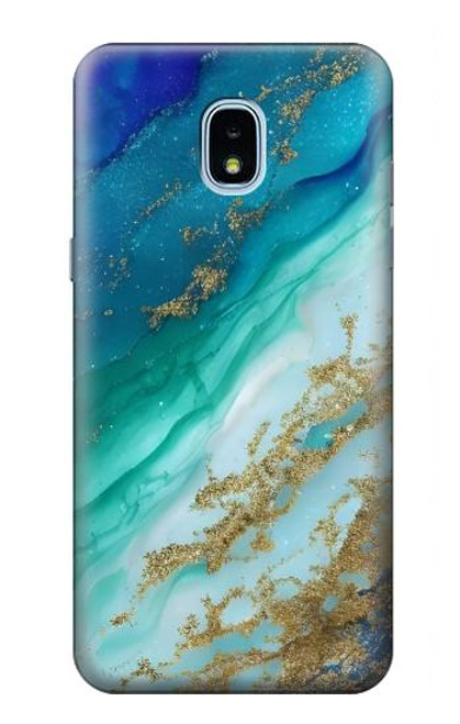 W3920 Abstract Ocean Blue Color Mixed Emerald Hard Case and Leather Flip Case For Samsung Galaxy J3 (2018), J3 Star, J3 V 3rd Gen, J3 Orbit, J3 Achieve, Express Prime 3, Amp Prime 3