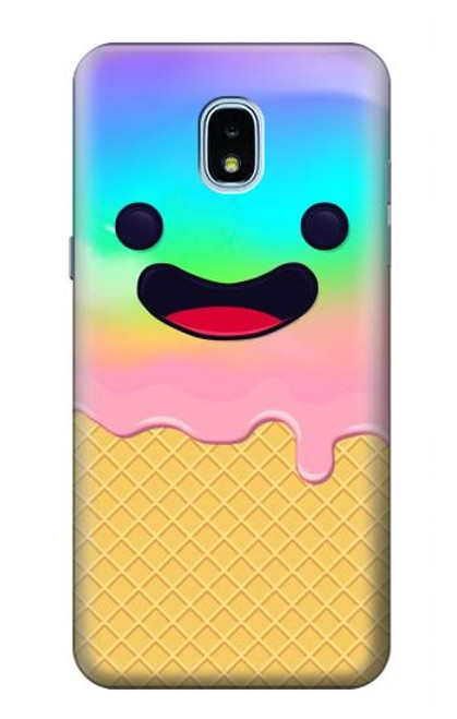 W3939 Ice Cream Cute Smile Hard Case and Leather Flip Case For Samsung Galaxy J3 (2018), J3 Star, J3 V 3rd Gen, J3 Orbit, J3 Achieve, Express Prime 3, Amp Prime 3